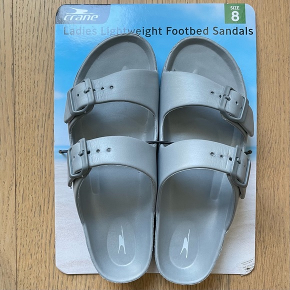 Silver Super Lightweight Footbed Sandals Size 7.5 - Picture 2 of 5